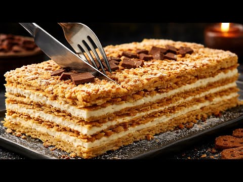 ❗NAPOLEON in 15 minutes!  No-bake cake.  The laziest quick cake recipe. Christmas dessert