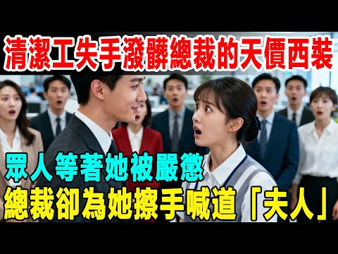 清潔工失手潑髒了總裁的天價西裝,眾人等著她被嚴懲,總裁卻為她擦手喊道「夫人」震驚眾人…