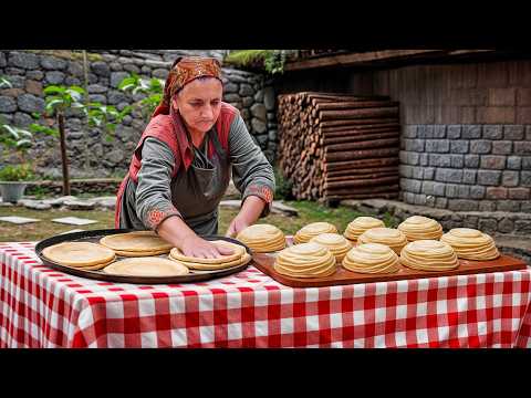 Making Flatbread and Chicken Over Open Fire – Village-Style Outdoor Cooking