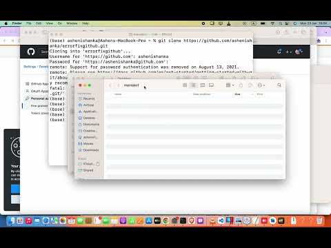 Github clone error | remote: Support for password authentication was removed on August 13, 2021.