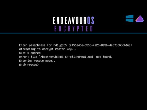 How To Fix GRUB in EndeavourOS Encrypted (ext4)