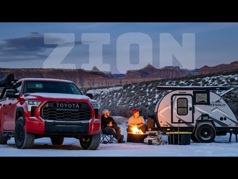 Winter Camping Outside Zion National Park | Heated Teardrop