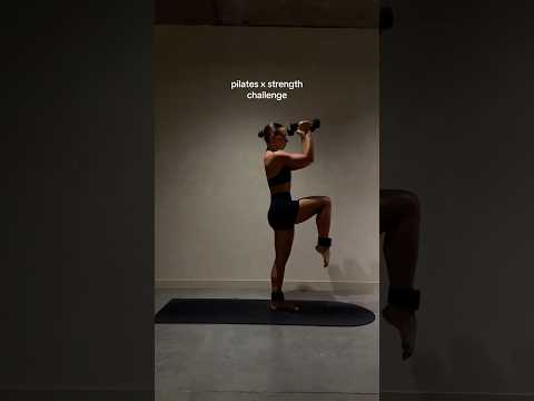 Grab some ankle weights + dumbbells and give this a TRY 😘 #pilates #strength #challenge #shorts