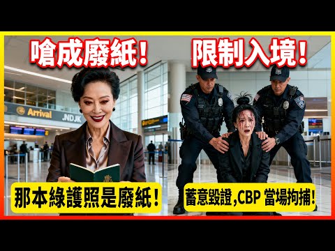 中國女董事長在JFK第一航廳硬闖台生通道，嗆：「那本綠護照是廢紙！」CBP三十秒包圍、當場限制入境！｜情感故事｜家庭故事｜有聲小說