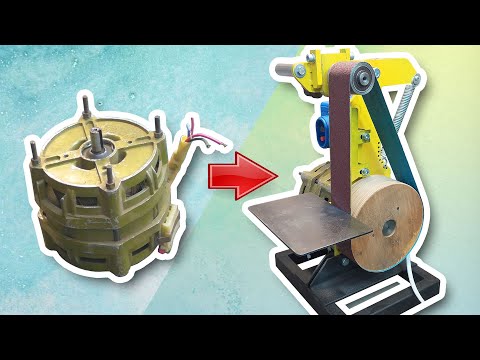 Belt grinder made from electric motor old washing machine, how to make it yourself
