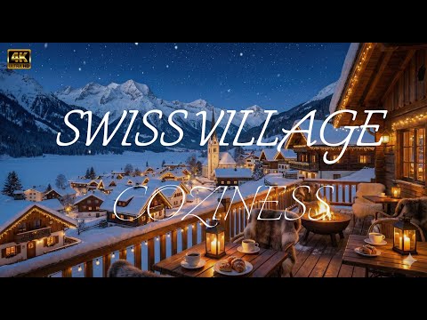 Swiss village at the snowy cozy evening ☃️ 4K ULTRA 60fps