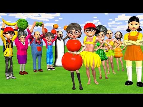 Scary Teacher 3D vs Squid Game Desigin Fruit Become Dress Nice Or Error 5 Times Challenge