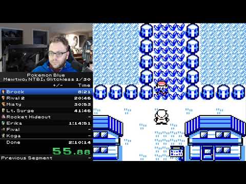 Pokemon Blue Former "World Record" Solo Run (No Items in Battles/Glitchless) in 1hr 58min 38s