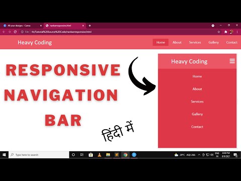 how to make responsive navigation bar using html and css in Hindi | responsive navbar in html css