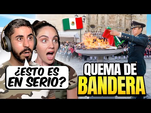 🇲🇽 ¡ESPAÑOLES FLIPAN! Así queman con honor la bandera en México 🇲🇽🔥 (Acto oficial)