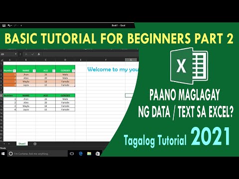 How to insert data/text in Microsoft Excel # tagalog tutorial 2021 part 2