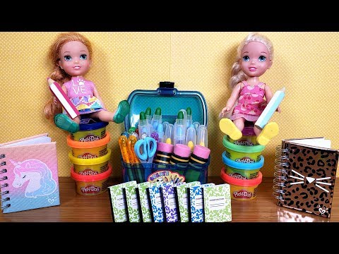 Elsa and Anna toddlers get supplies - back to school