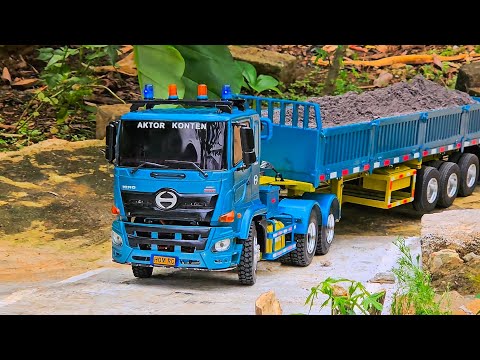 AKSI KE 16 ‼️ Proyek Pengecoran Rc Truk Hino Trailer VS Tronton Angkut Pasir Muatan Penuh Ban Selip