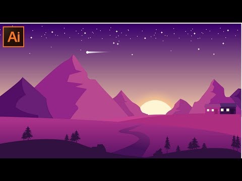 Adobe Illustrator CC Tutorial - How to Make a Beautiful Landscape Design