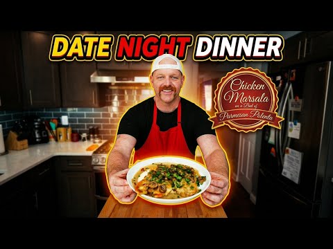 Chicken Marsala on a Bed of Parmesan Polenta | Date Night Dinner |