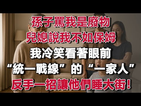 孫子罵我是廢物，兒媳說我不如保姆，我冷笑看著眼前“統一戰線”的“一家人”反手一招讓他們睡大街！#情感故事 #養老故事 #樂齡故事匯