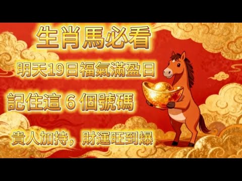生肖馬必看！明天2025年12月19號農曆十月三十是福氣滿盈日，記住這6個號碼，貴人加持，財運旺到爆＃風水變化＃先知＃屬相運勢＃家運＃提升運勢＃生肖馬#招財數字