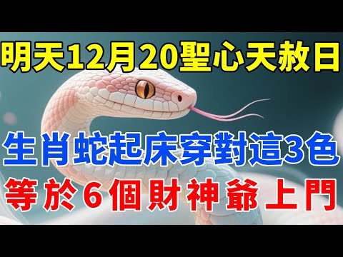 生肖蛇必看！百年難遇！明天12月20號，農曆冬月初一是「聖心天赦日」，你命中最大轉運日，起床穿對這3色，等於「6個財神爺」親自上門，乞丐也能變成大富翁！【佛語禪音】#生肖 #命理 #運勢 #屬相