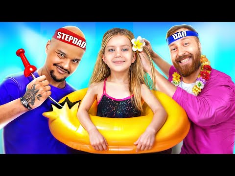 ¡Construimos un parque acuático de cartón dentro de nuestra casa! ¡Papá contra padrastro!