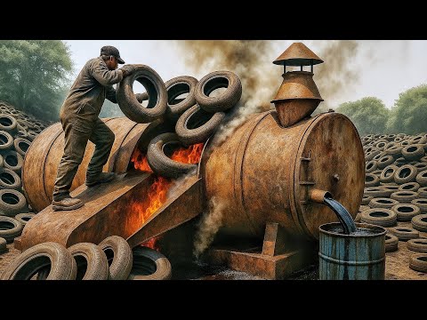 Amazing recycling process of making FUEL oil From waste tires