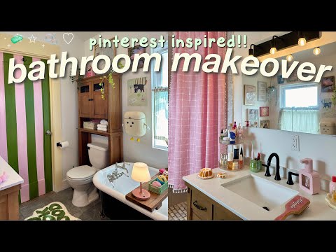 AESTHETIC BATHROOM MAKEOVER🫧🎀  organization, decor, DIY projects *pinterest inspired*