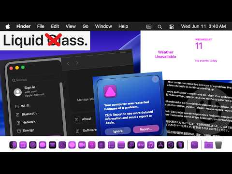 macOS 26 Tahoe Developer Beta 1 in VMware: Liquid Glass UI WITHOUT GPU acceleration