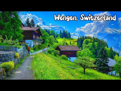 Wengen, Switzerland walking tour 4K - The most beautiful Swiss villages - Fairytale village