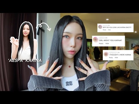 AESPA’s makeup and nail artist turns me into KARINA! (celebrity nail artist, kpop makeup tips)