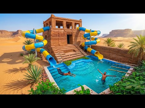 250 Days to Build a Giant Water Wheel Villa and a Desert Fortress Using Primitive Tools