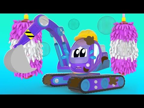 KLEBRIGER DRECK! Bagger bekommt eine Autowäsche | Autowäsche  | Car City | Zeichentrick für Kinder