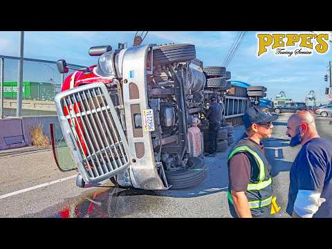 Driver Flips His Semi and Container - Left Bloody and Bruised