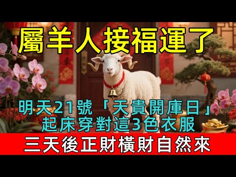 屬羊人必看！天地同慶！12月21號，農歷十一月初二，媽祖顯靈了，「天貴開庫日」，起床穿對這3色衣服，三天後正財橫財自然來！菩薩保妳正財橫財大爆發！#生肖 #運勢 #命理 #屬相 #風水 #財運 #佛陀
