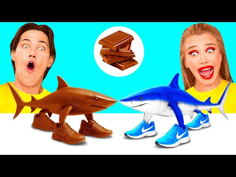 Челлендж. Шоколадная Еда vs Настоящая еда | Фантастическая Кулинарная Битва BaRaDa Challenge