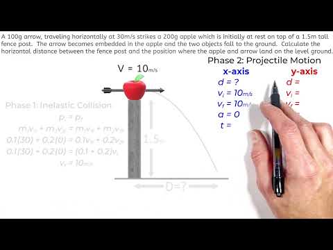 Apple Shot off a Fence Post by an Arrow | Linear Momentum &amp; Projectile Motion