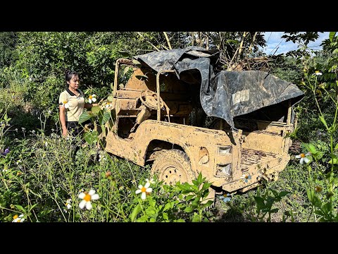 Female mechanic takes on challenge to restore abandoned US military JEEP in the woods after 60 years