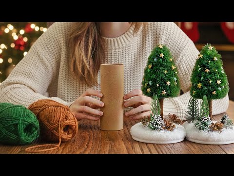 Christmas tree idea with toilet paper rolls and yarn.Easy🌲❤️, amazing, you will be happy. 