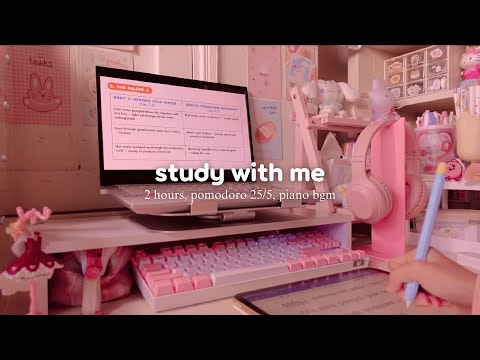 🌷TẬP TRUNG HỌC CÙNG MÌNH TRONG 2 TIẾNG // study with me #18 // pomodoro 25/5 // piano bgm // jawonee