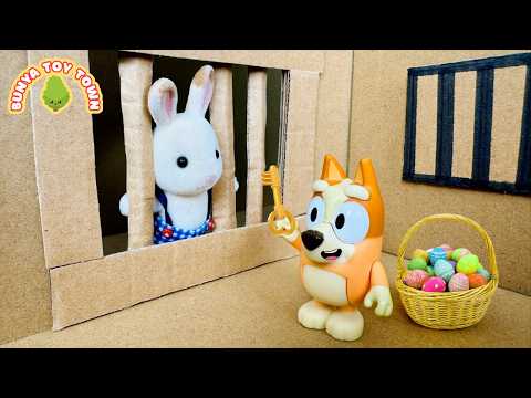Bingo and Easter Bunny Escape From Cardboard Prison | Pretend Play with Bluey Toys