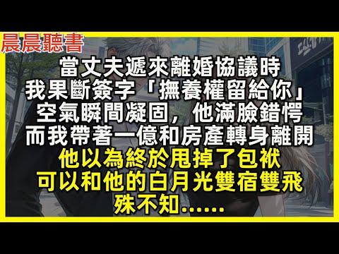 當丈夫遞來離婚協議時，我果斷簽字「撫養權留給你」他滿臉錯愕，而我帶著一億和房產轉身離開。他以為終於甩掉了包袱，可以和他的白月光雙宿雙飛，殊不知……