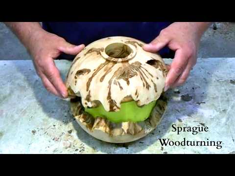 Woodturning - Creating a Neon Resin Hollow Form from Two Maple Burls
