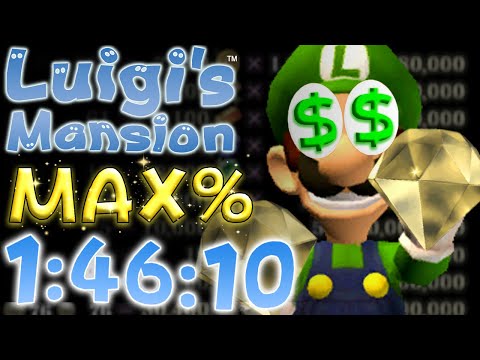 (World Record) Luigi's Mansion Max% Speedrun in 1:46:10 (All Money Collected)