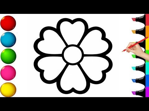 How to Draw Flower Drawing, Painting and Coloring for Kids & Toddlers | Step by step Easy Flower