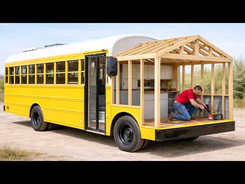 A Man Builds an Incredible Mobile Home Inside a Forgotten School Bus | By @lifeanywhere