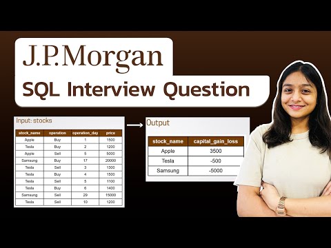 JP Morgan SQL Interview Question | Calculate capital gain/loss
