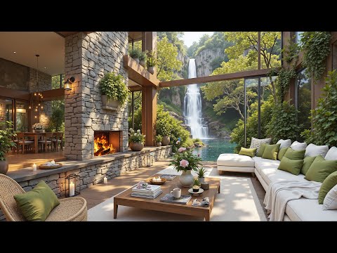 Relaxing Jazz Music & Crackling Fireplace🍃Tranquil Forest Apartment with Nature Sounds to Work,Study