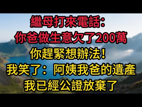繼母打來電話：你爸做生意欠了200萬，你趕緊想辦法！我笑了：阿姨，我爸的遺產我已經公證放棄了，他的債，誰繼承誰還
