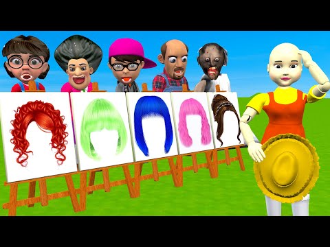 Scary Teacher 3D vs Squid Game Draw Hair Squid Girl Beautiful or Error Challenge 5 Times Challenge