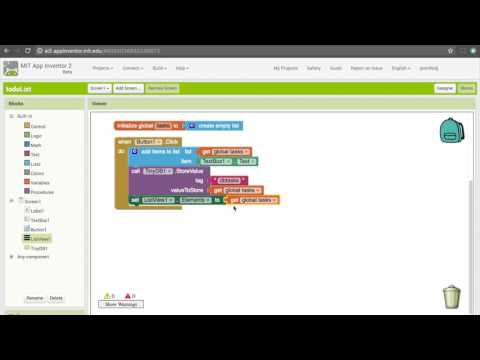 TinyDB in App Inventor: To Do List
