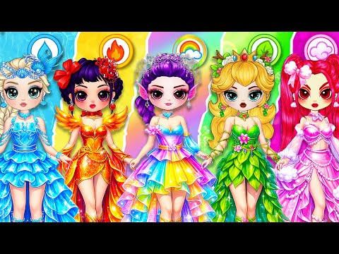 K-Pop Demon Hunters: Rumi, Zoey, Mira Try Elemental Fashion! | DIY Fashion Paper Dolls