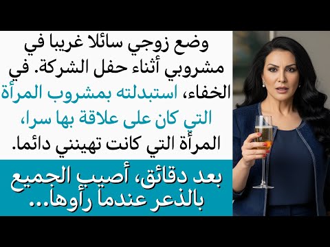 زوجي وضع سائلا غريبا في مشروبي بحفل الشركة، فبدلت الكأس سرا مع عشيقته التي كانت تهينني، أمام الجميع